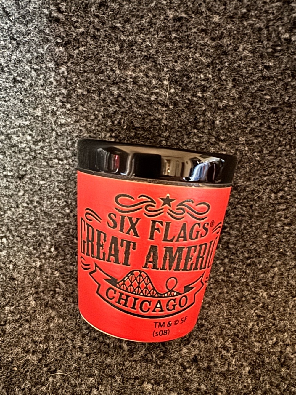 Six Flags Great America Chicago Shot Glass Red Black Y2K 2000s Retro